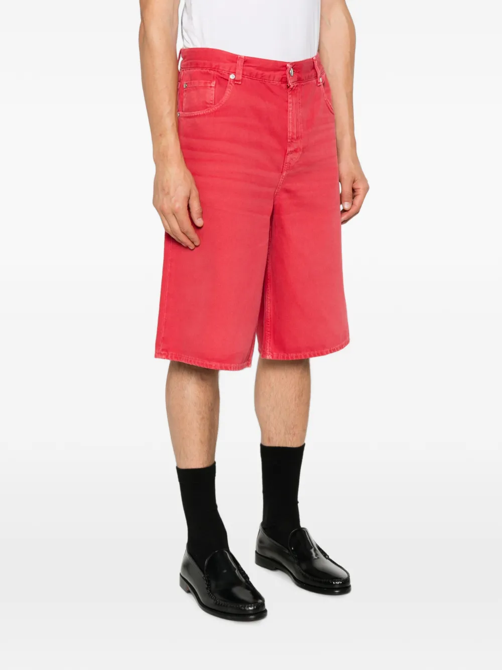 7 For All Mankind Denim shorts met knopen Rood