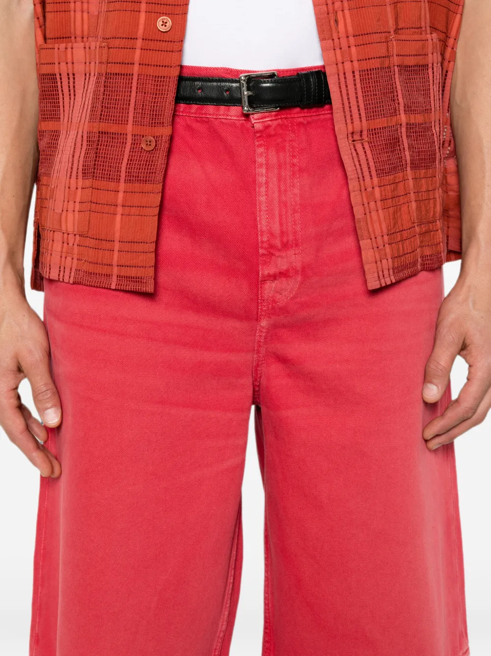 7 For All Mankind Denim shorts met knopen Rood
