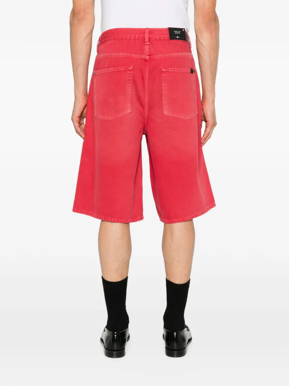 7 For All Mankind Denim shorts met knopen Rood