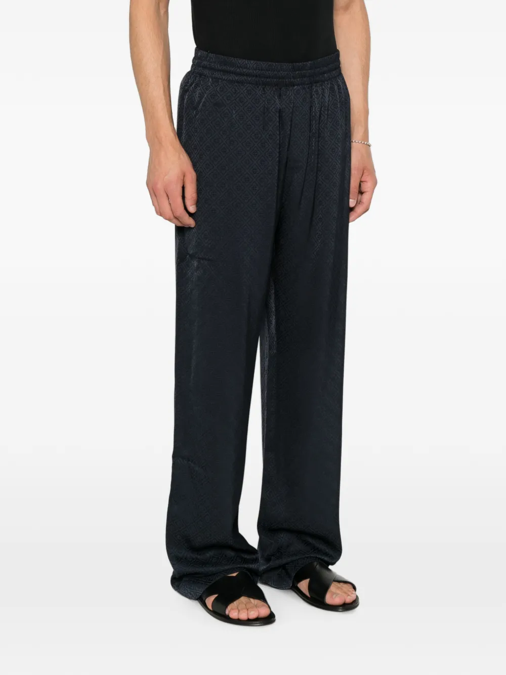 Casablanca Zijden broek met monogram Blauw