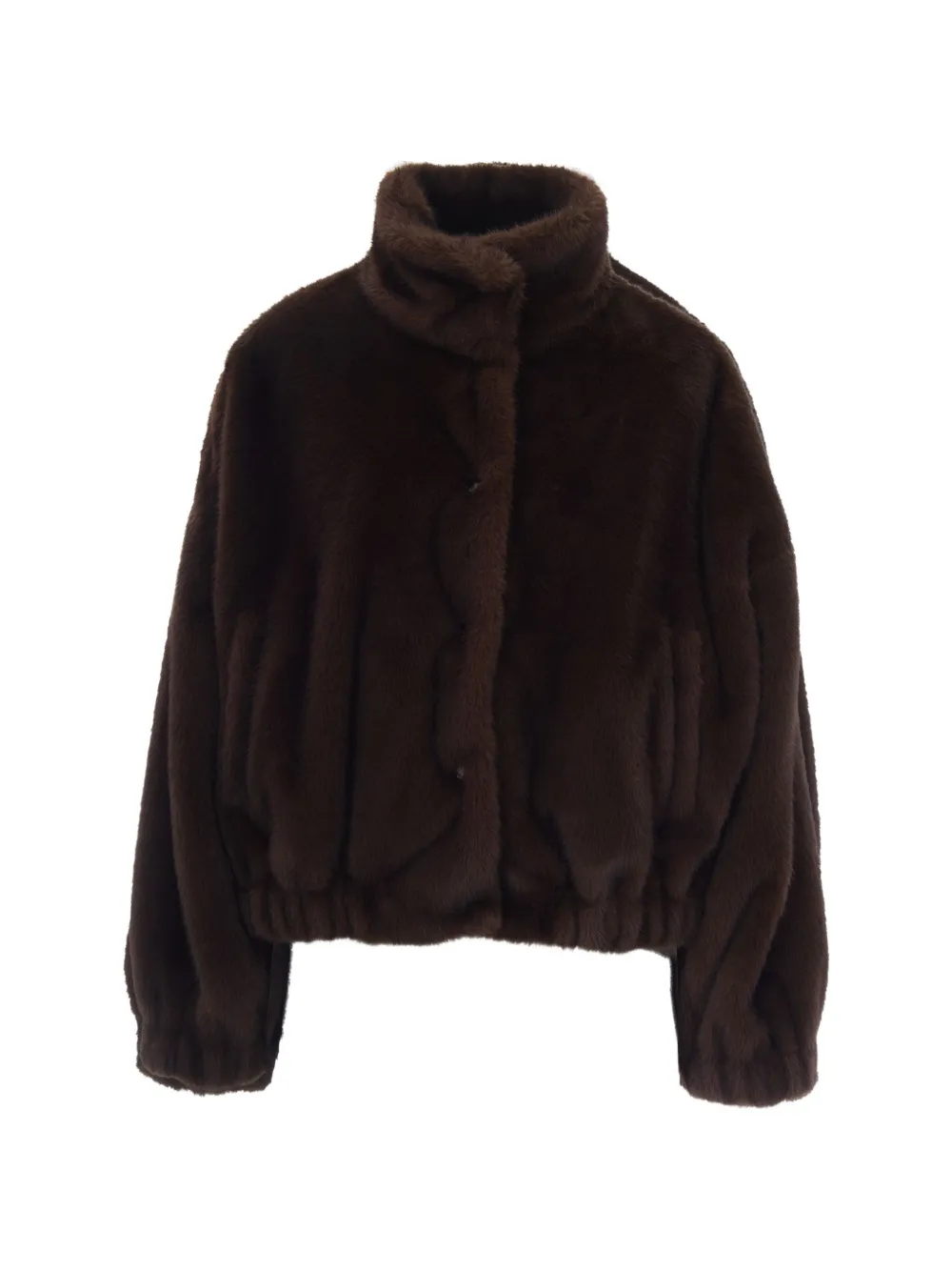 Max Mara elasticated-trim faux-fur jacket - Braun