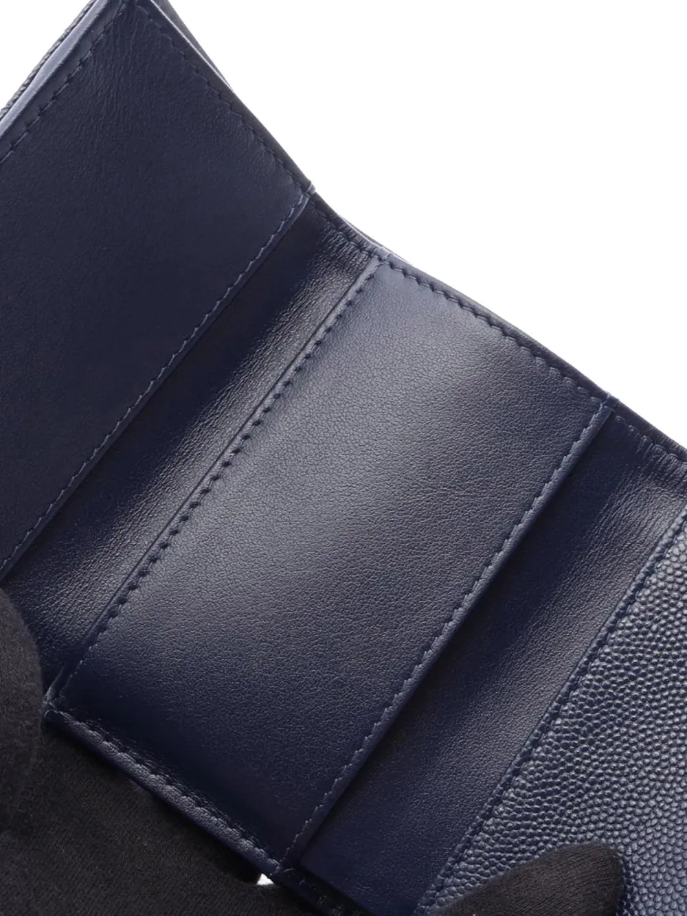 Chanel Pre-owned 2019 CC Quilted Caviar Flap Wallet Small Wallets in Blue, view 3