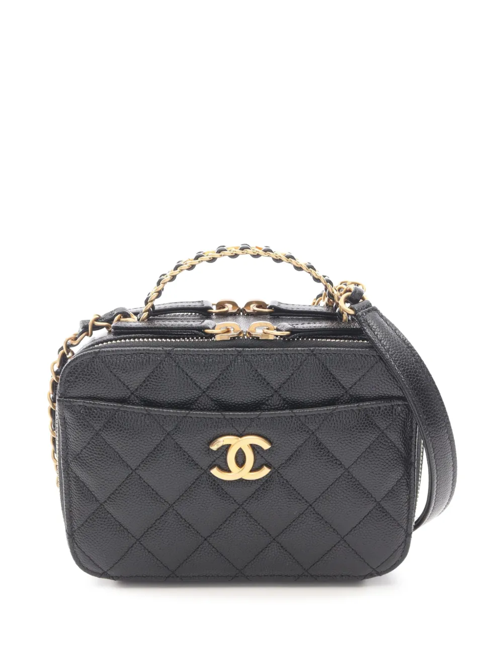 CHANEL Pre-Owned 2021-2026 Mini Quilted Caviar Pick Me Up Vanity Case satchel - Nero