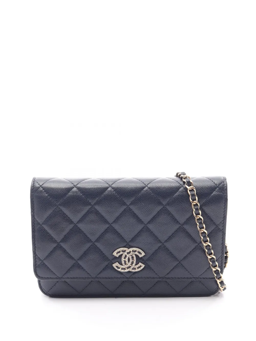 CHANEL Pre-Owned 2021-2026 CC Quilted Caviar Wallet on Chain crossbody bag - Blu
