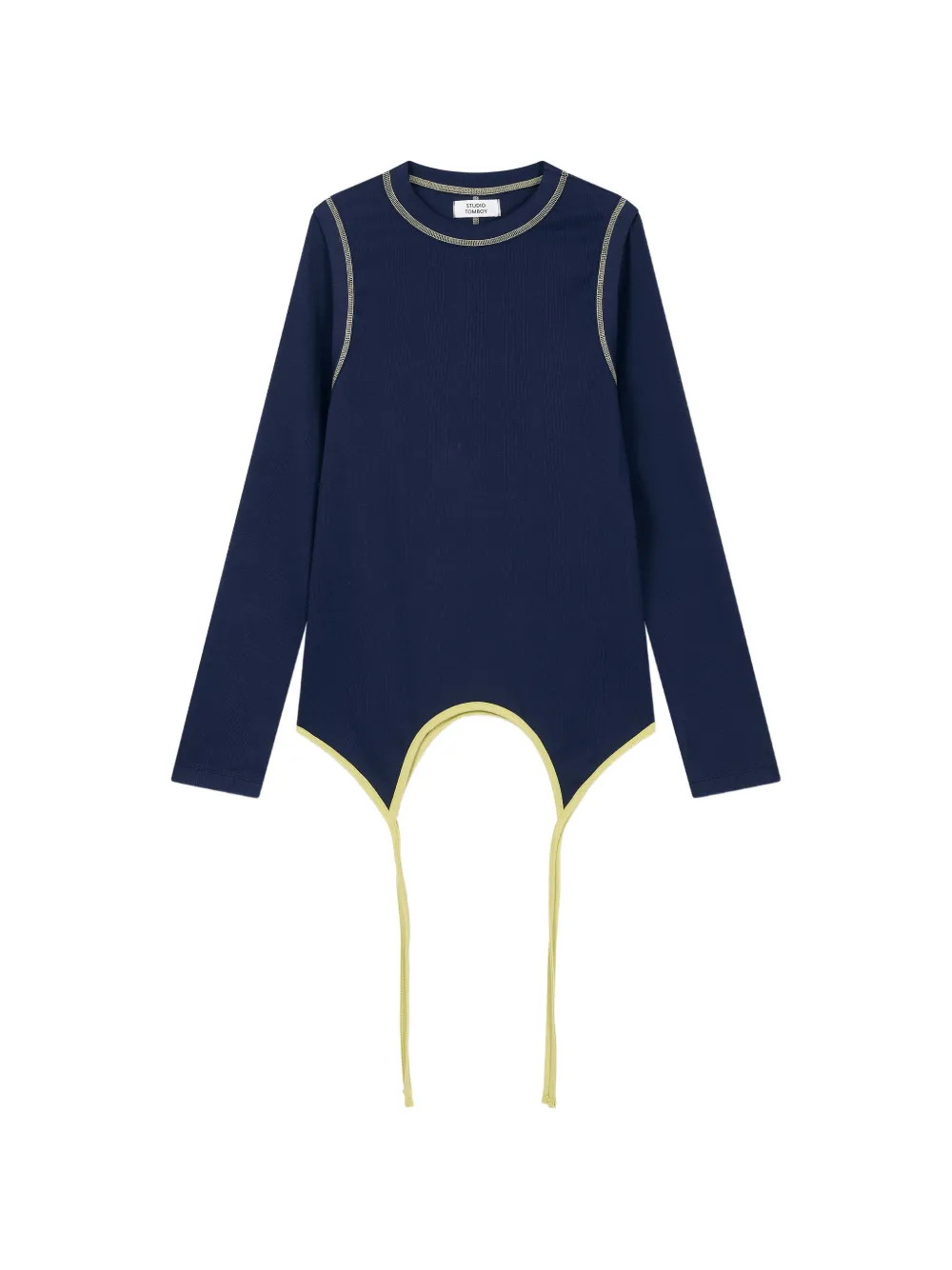 TOMBOY ribbed contrast-stitch long-sleeve cotton T-shirt · OS