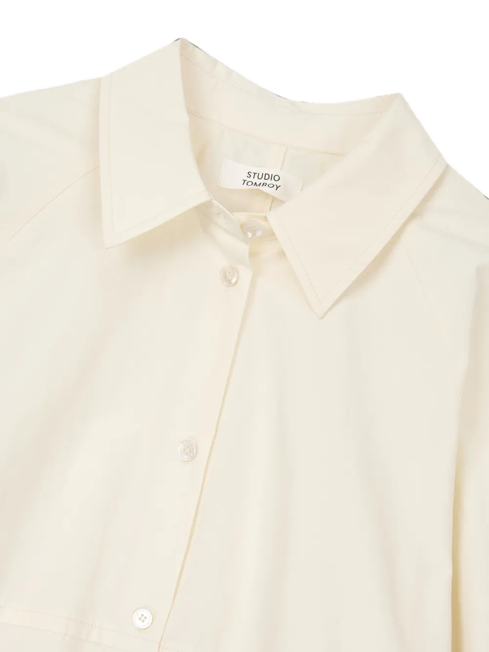 TOMBOY Button-down blouse met raglan mouwen en katoenen print Beige