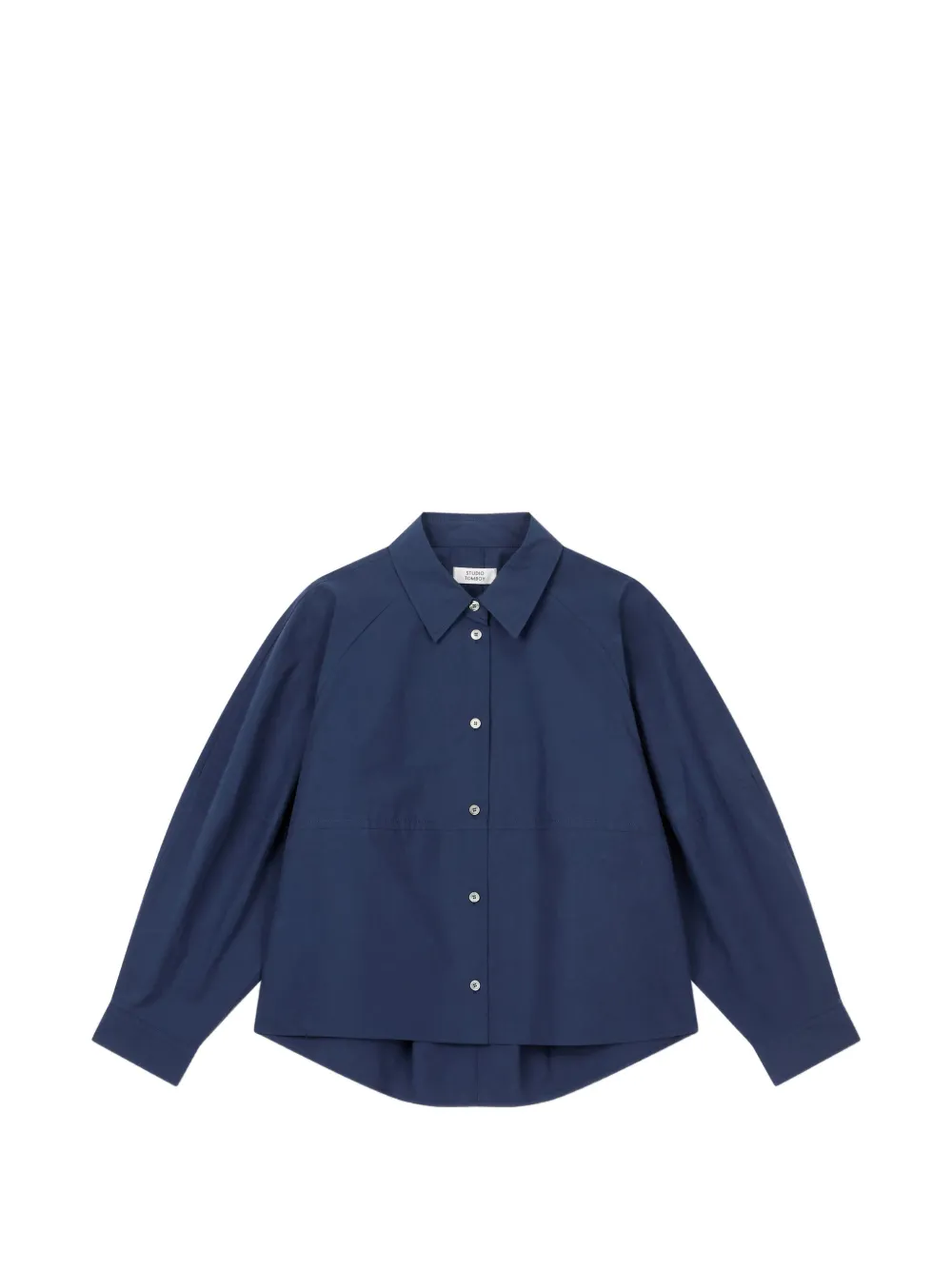 TOMBOY raglan-sleeve button-down cotton shirt - Blau