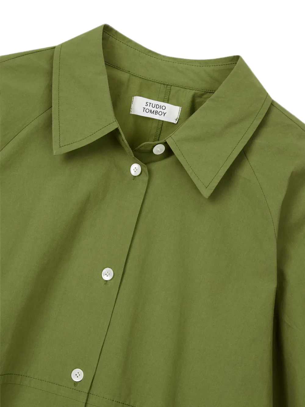 TOMBOY Button-down blouse met raglan mouwen en katoenen print Groen