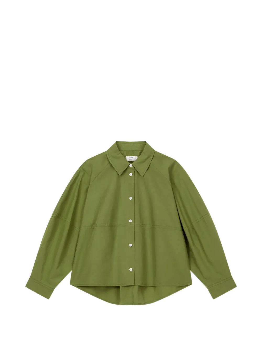 TOMBOY raglan-sleeve button-down cotton shirt - Grün