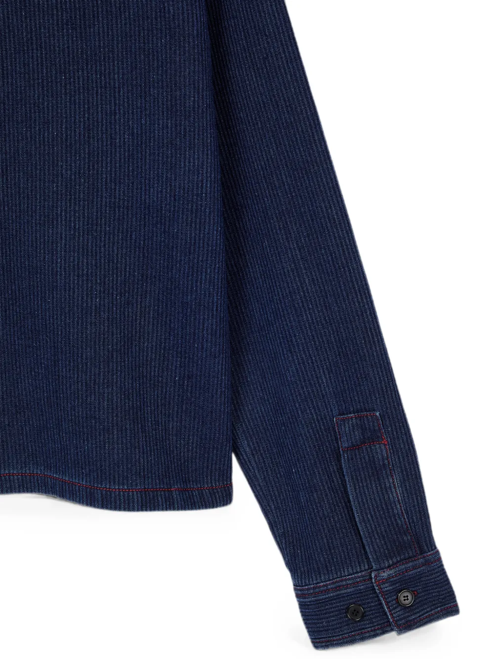 TOMBOY Denim blouse met ribfluwelen textuur en zakdetail Blauw