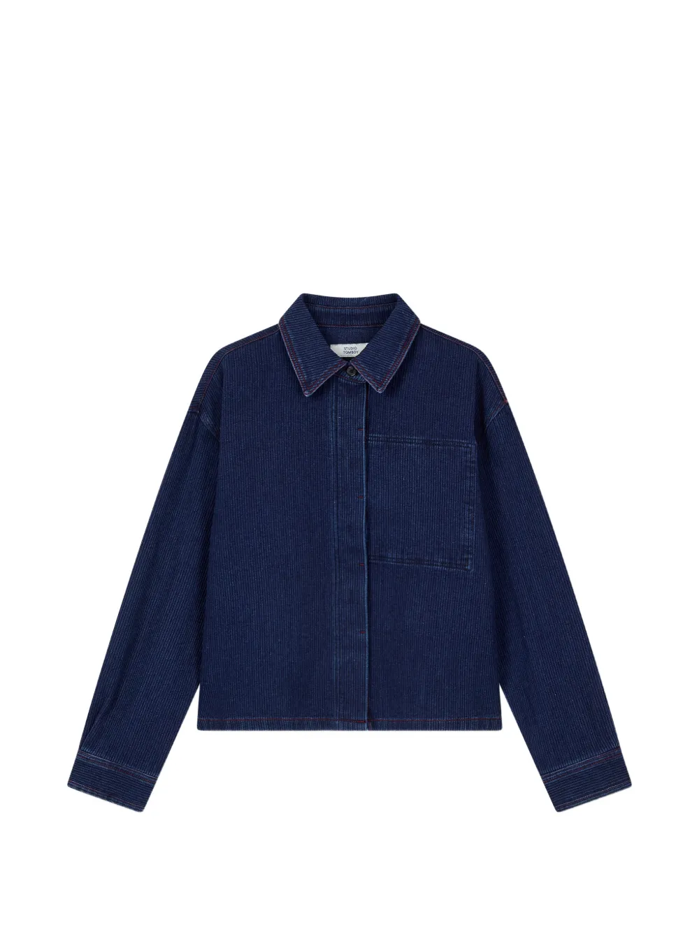 TOMBOY pocket-detail corduroy-texture denim shirt - Blau
