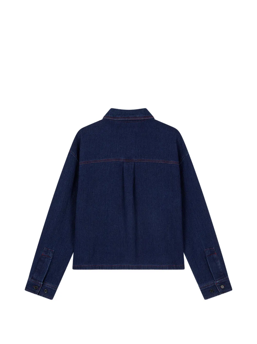 TOMBOY Denim blouse met ribfluwelen textuur en zakdetail Blauw
