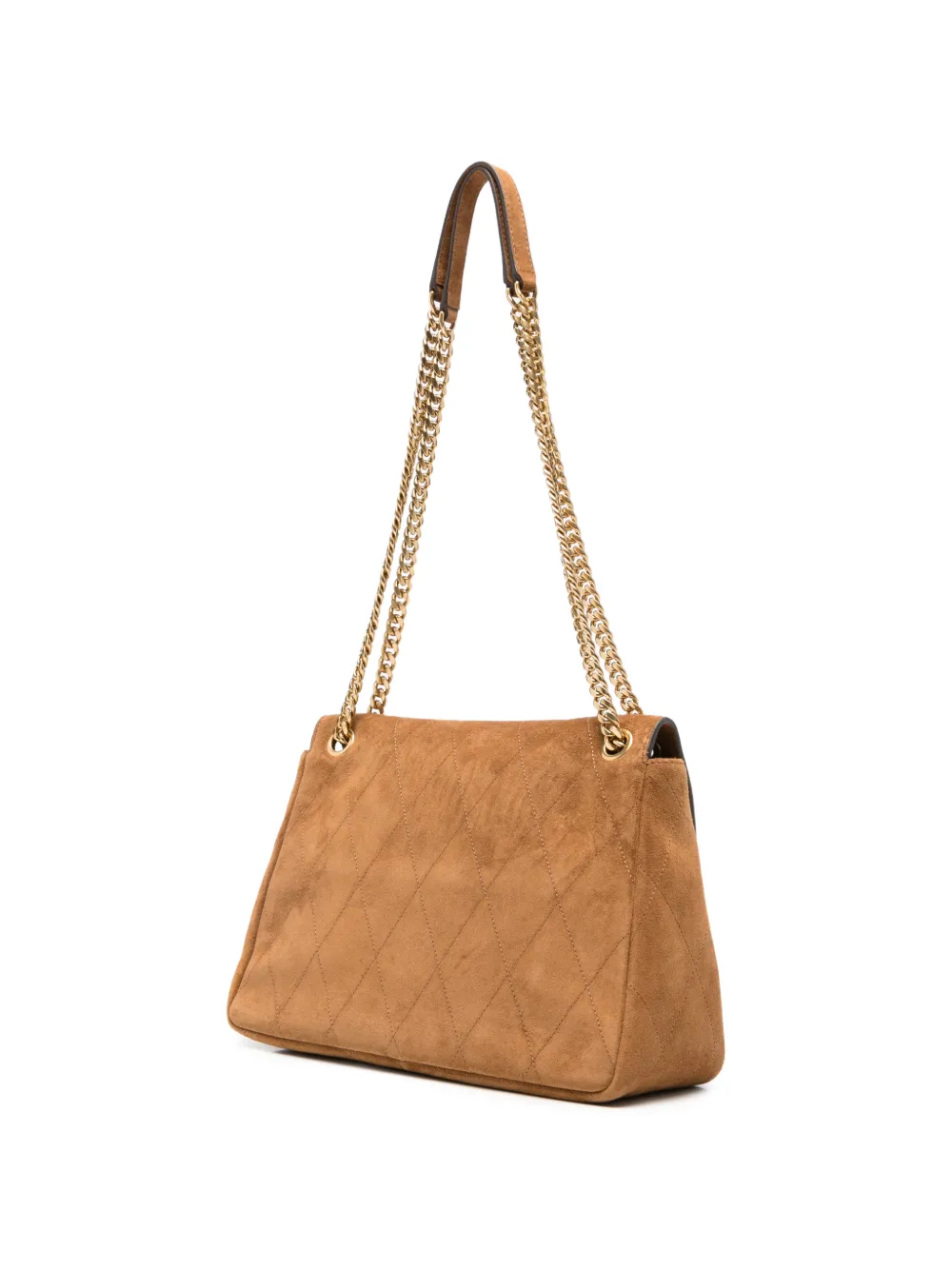 Tory Burch Charlie gewatteerde suède schoudertas Beige