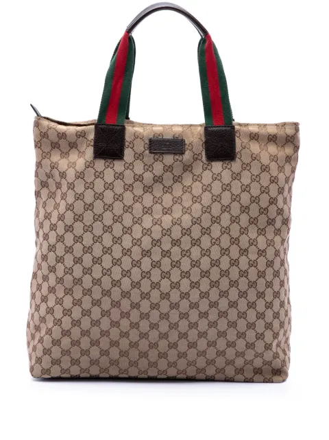 Gucci Pre-Owned bolso shopper vertical de lona con motivo GG y tribanda Web 2016-2026