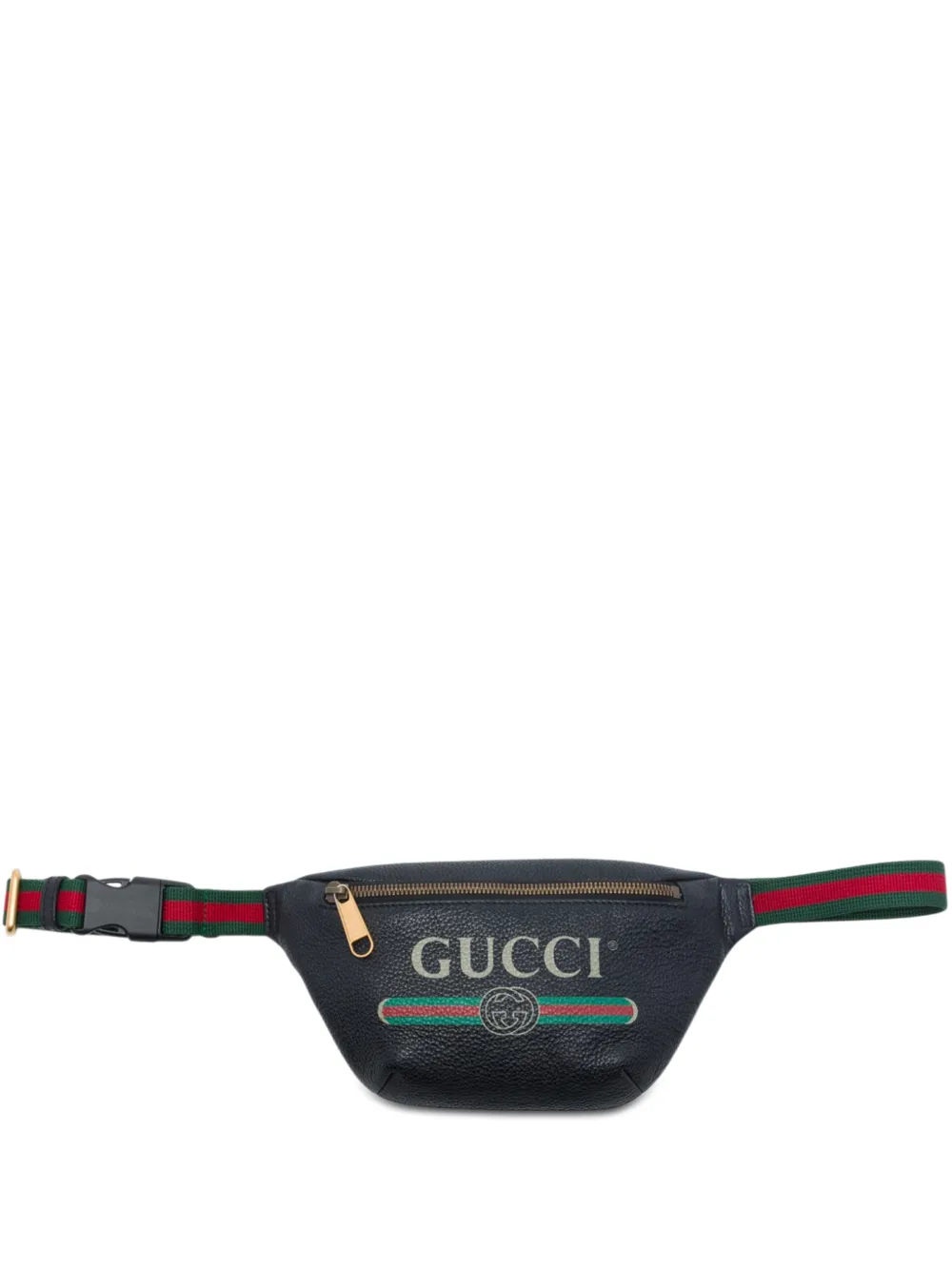 Gucci Pre-Owned 2016-2026 Small Grained Calfskin Web Logo belt bag - Nero