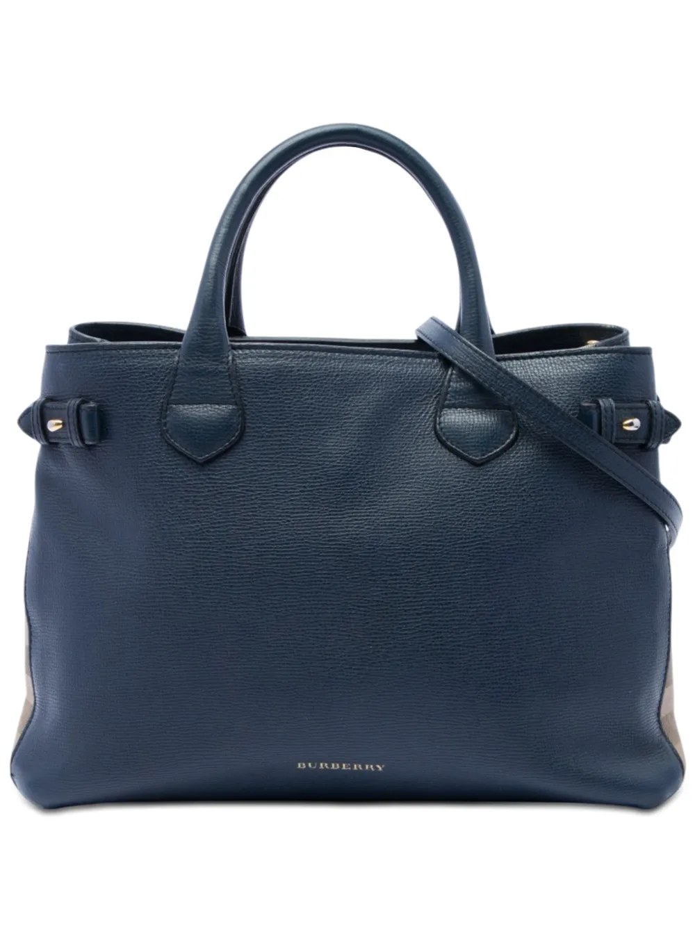 Burberry Pre-Owned 2000-2017 Medium Leather and House Check Banner satchel - Blu