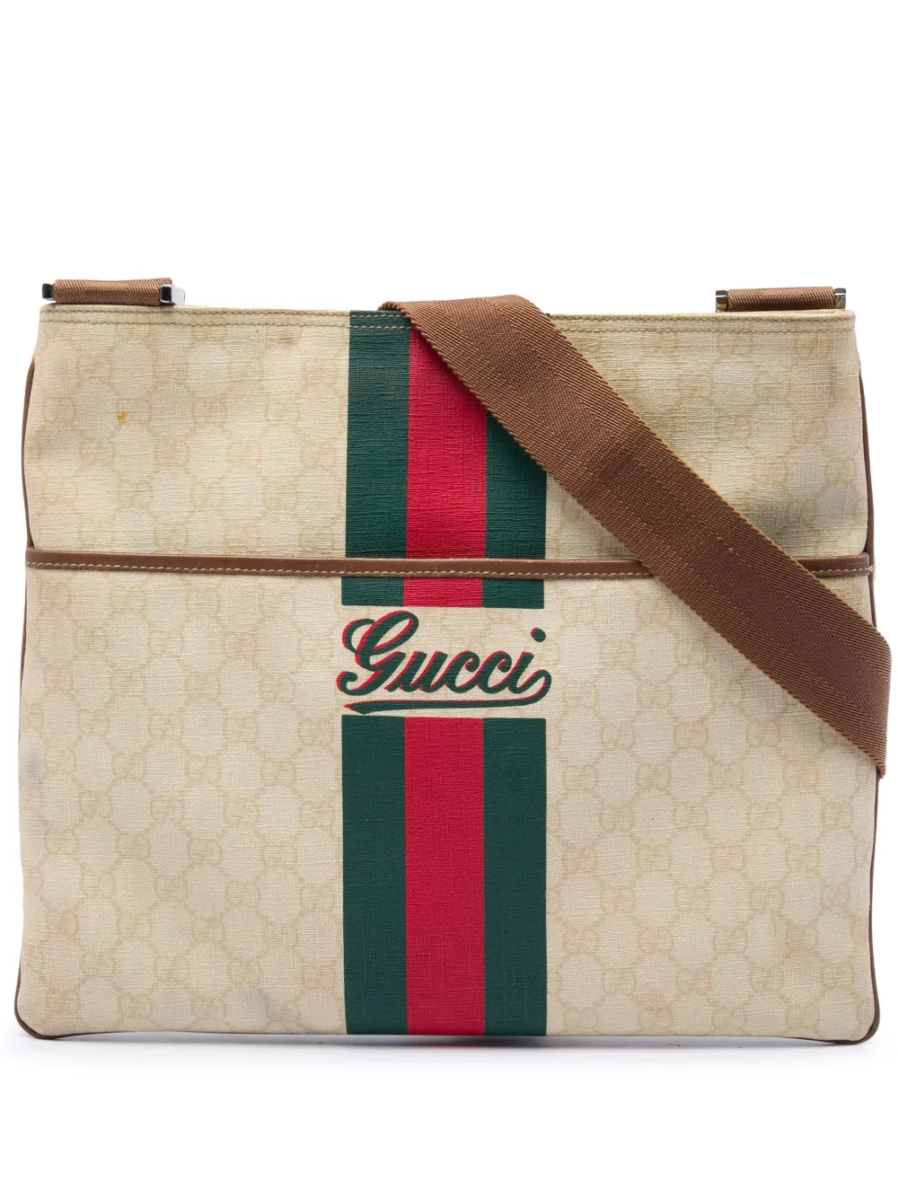 Gucci Pre-Owned 2016-2026 GG Supreme Web Logo crossbody bag - Bianco