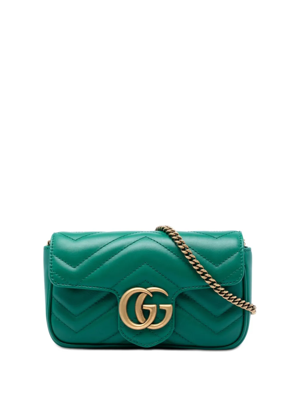 Gucci Pre-Owned 2016-2026 Mini GG Marmont Matelasse Calfskin Flap crossbody bag - Verde
