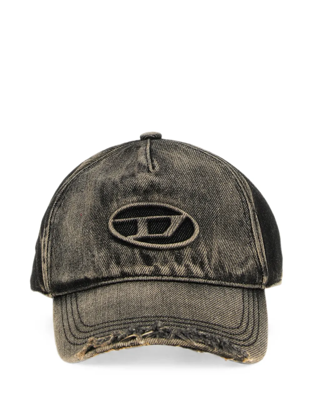Diesel logo-detail destroyed denim baseball cap - Schwarz