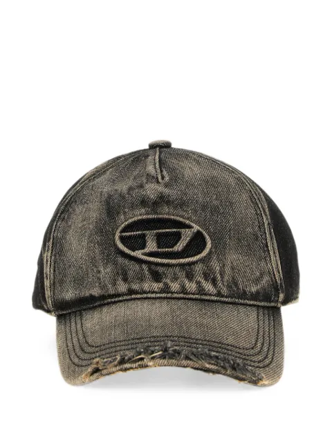 Diesel logo-detail destroyed denim baseball cap
