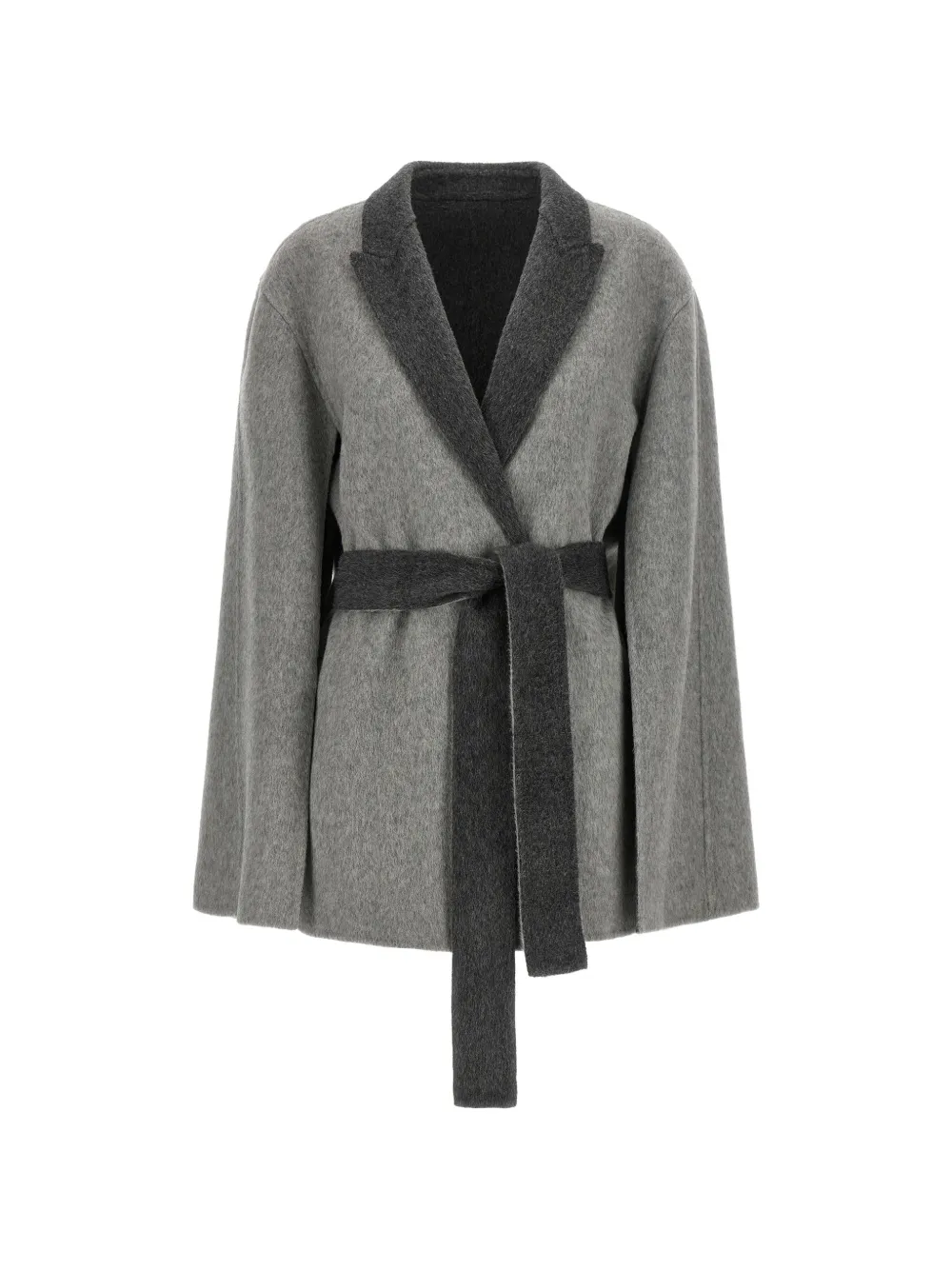 Alberta Ferretti cape-sleeve belted cardi-coat - Grau