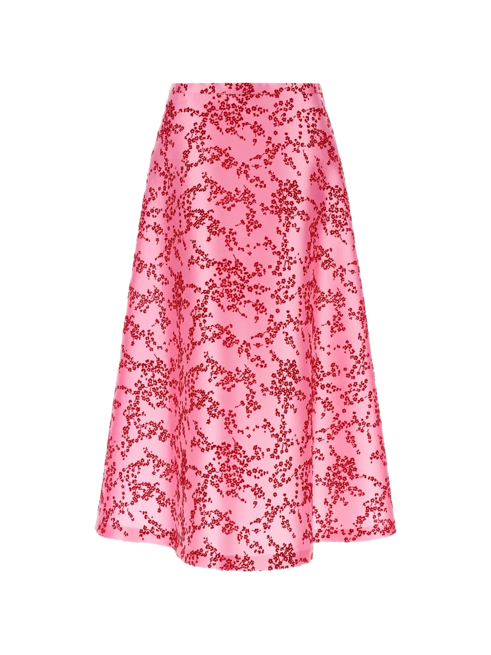 Alberta Ferretti floral-print mikado midi skirt - Rosa