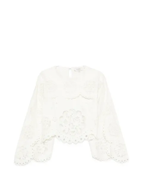 Sea Gardener broderie-anglaise cape-sleeve top