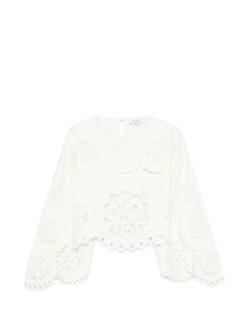 Sea Gardener broderie-anglaise cape-sleeve top - White