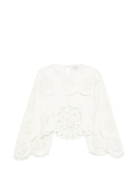 Sea Gardener broderie-anglaise cape-sleeve top