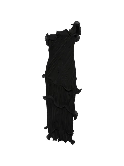 Cult Gaia one-shoulder plissé-effect midi dress