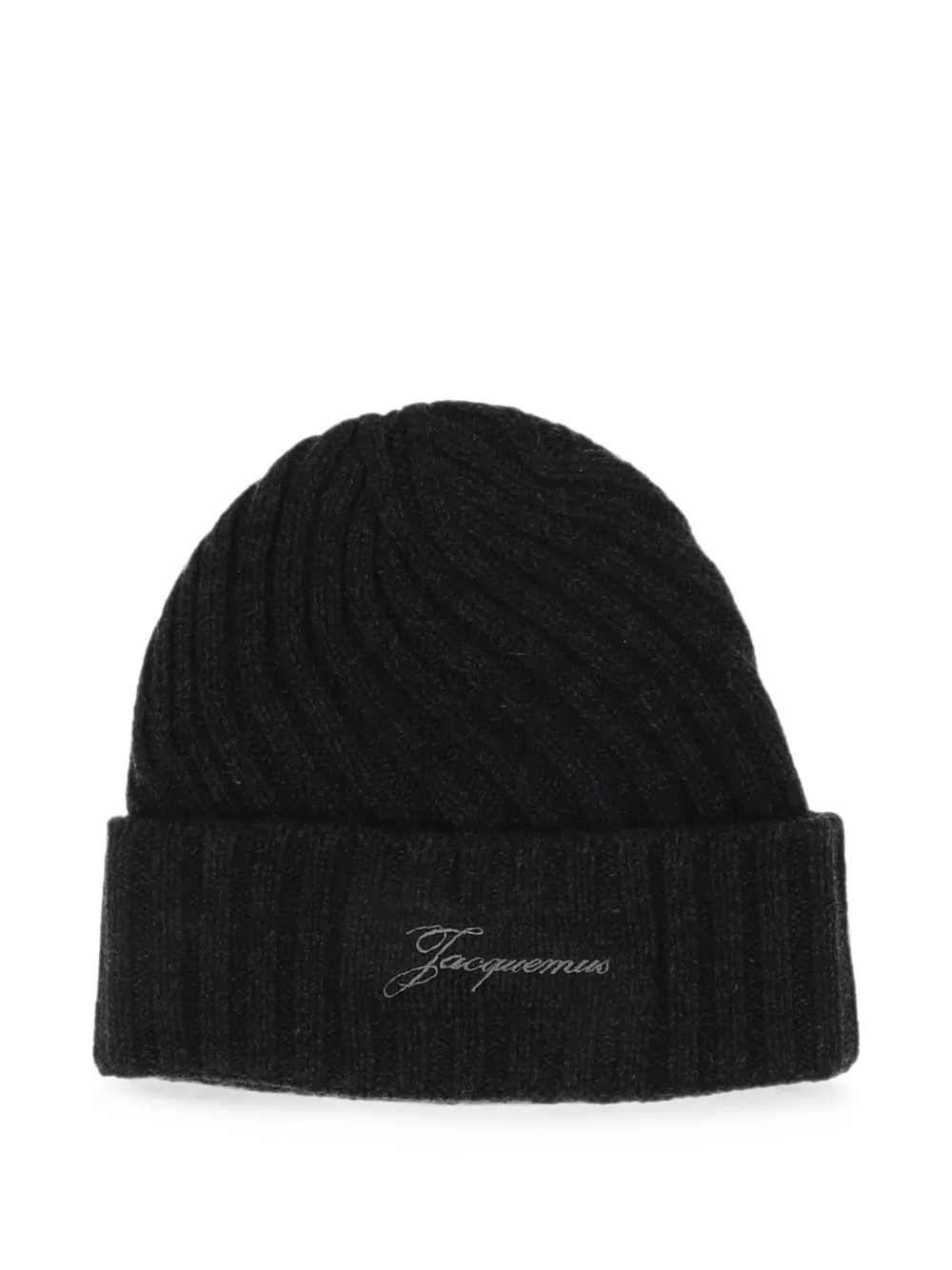 Jacquemus Tourni logo-embroidered ribbed beanie hat - Nero