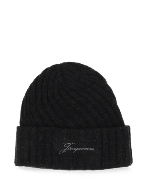 Jacquemus Tourni logo-embroidered ribbed beanie hat