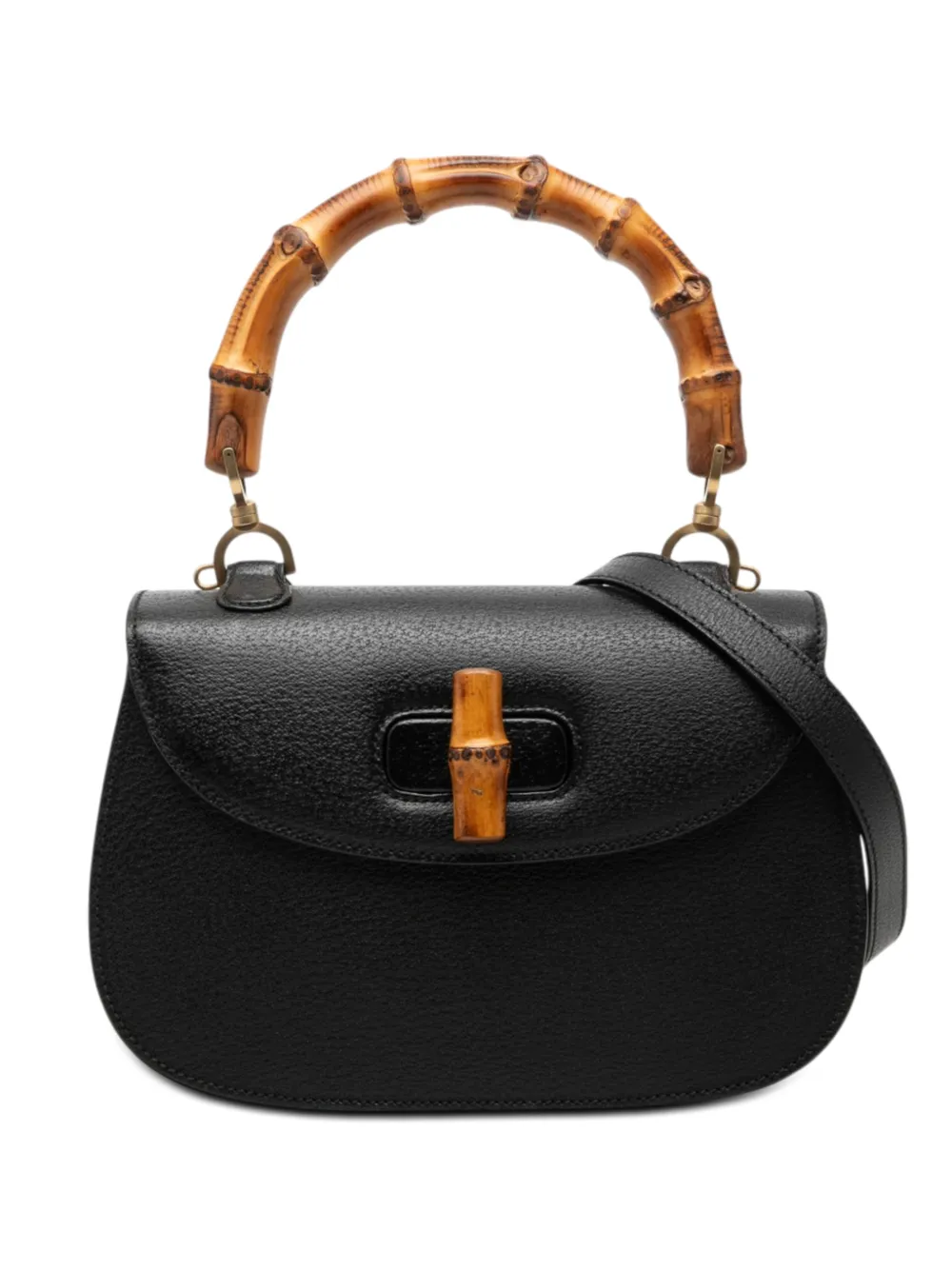 Gucci Pre-Owned 2010-2026 Grained Calfskin Bamboo Night satchel - Nero