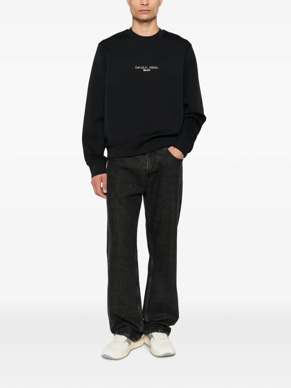 Emporio Armani Katoenen sweater met logoprint Zwart