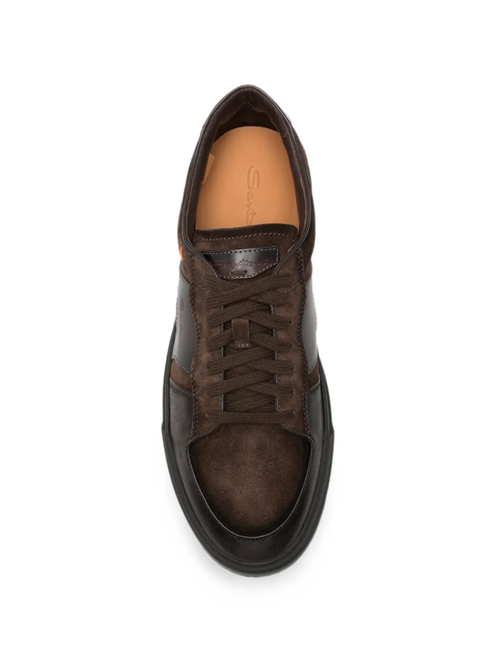 Santoni suede-panelled leather sneakers Bruin