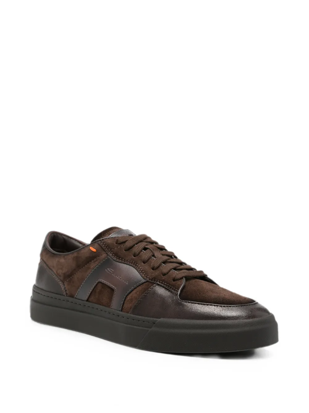 Santoni suede-panelled leather sneakers Bruin