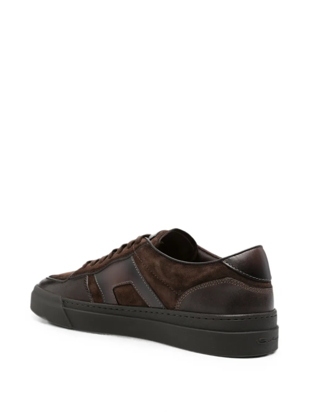 Santoni suede-panelled leather sneakers Bruin