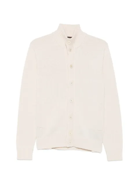 Zanone ribbed-knit high-neck wool cardigan