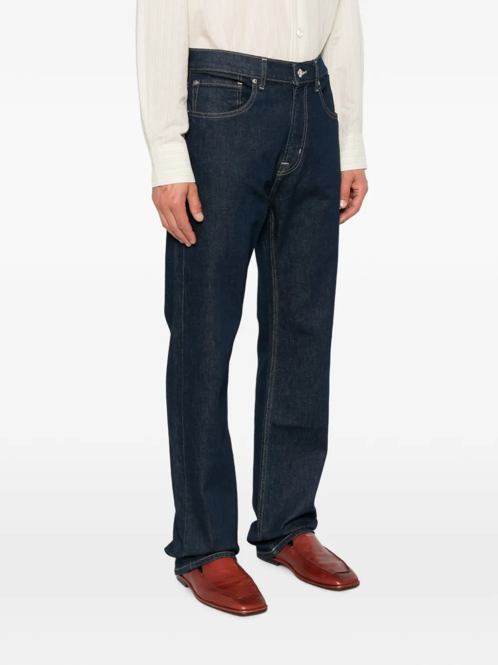 7 For All Mankind Straight jeans met contrasterende stiksels Blauw