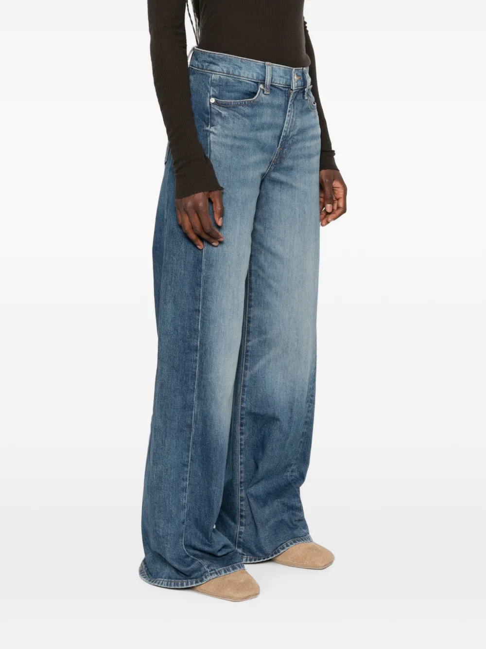 7 For All Mankind Lotta Tailorless jeans met wijde pijpen Blauw