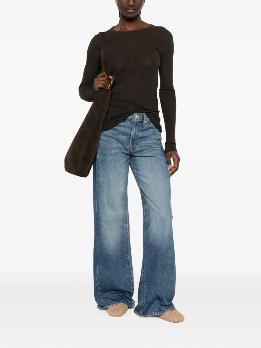7 For All Mankind Lotta Tailorless jeans met wijde pijpen Blauw