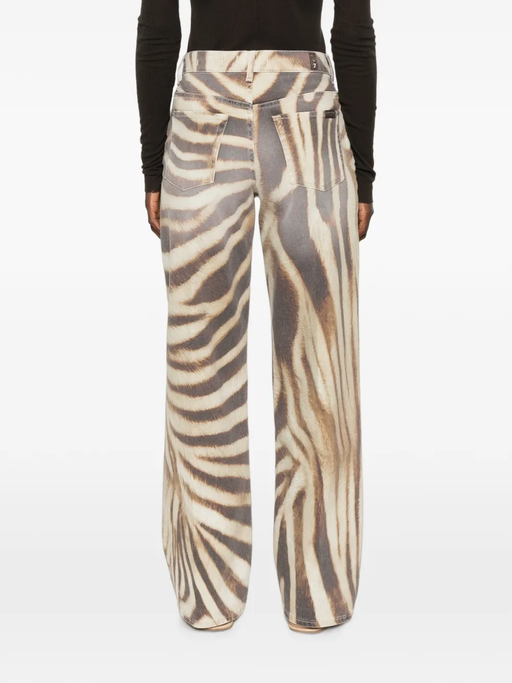 7 For All Mankind Stovepipe straight jeans met zebraprint Beige