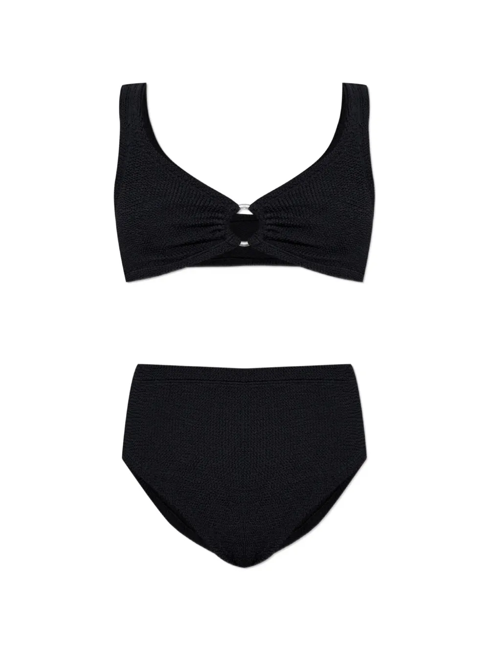 Hunza G Nadine hoop-detail crinkle-effect bikini - Nero