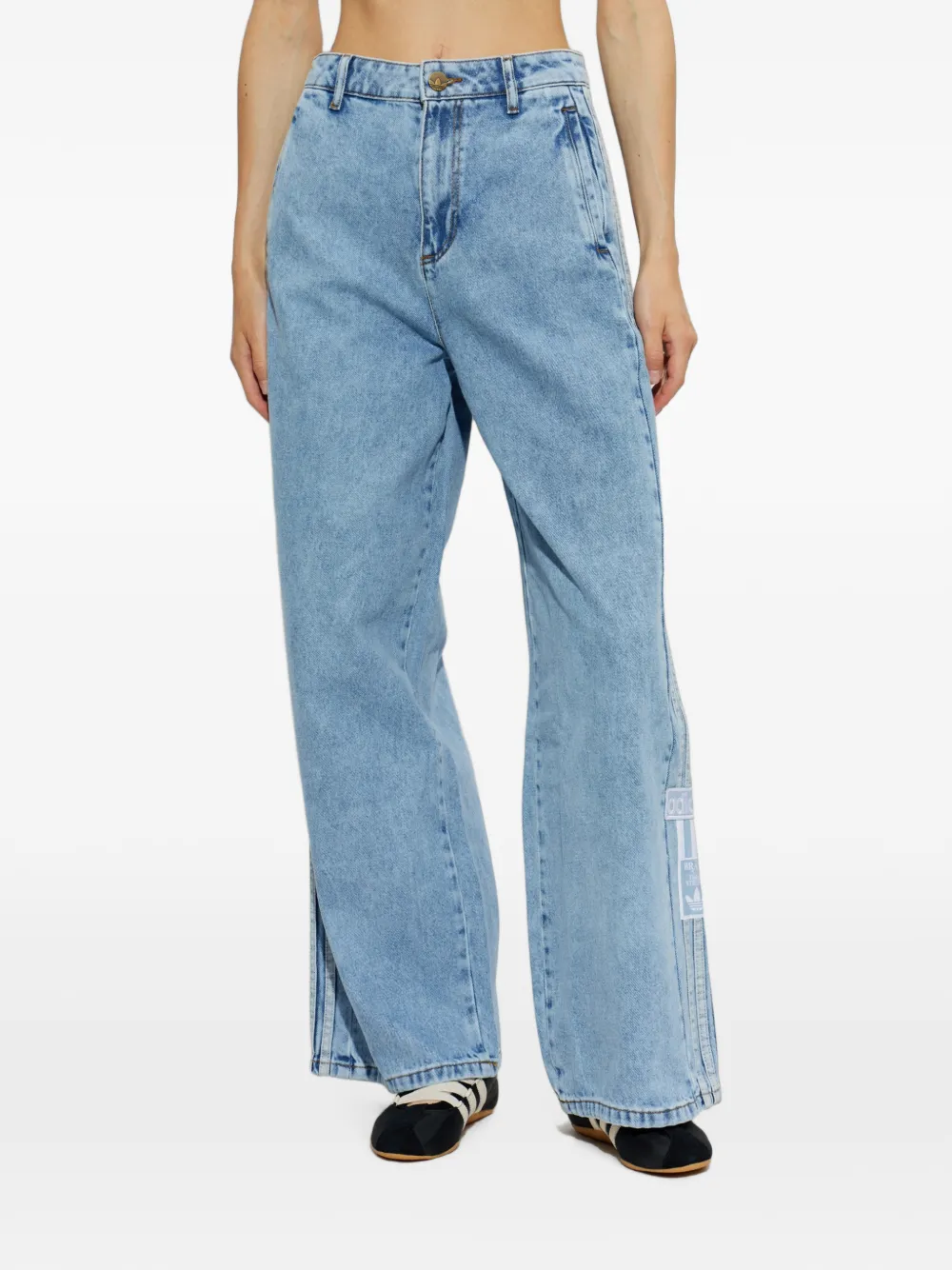 adidas Adibreak logo-patch wide-leg jeans Blauw