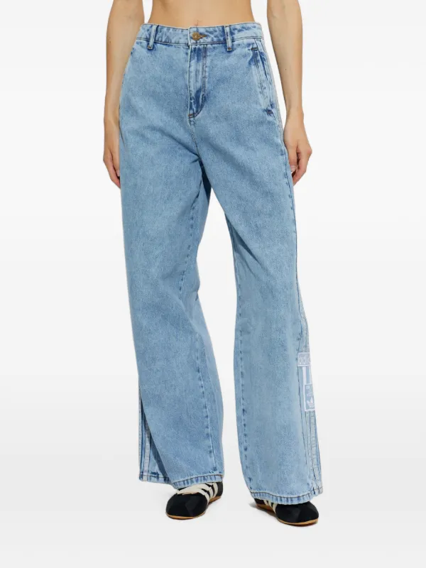 Adidas Adibreak logo-patch wide-leg Jeans | Blue | FARFETCH