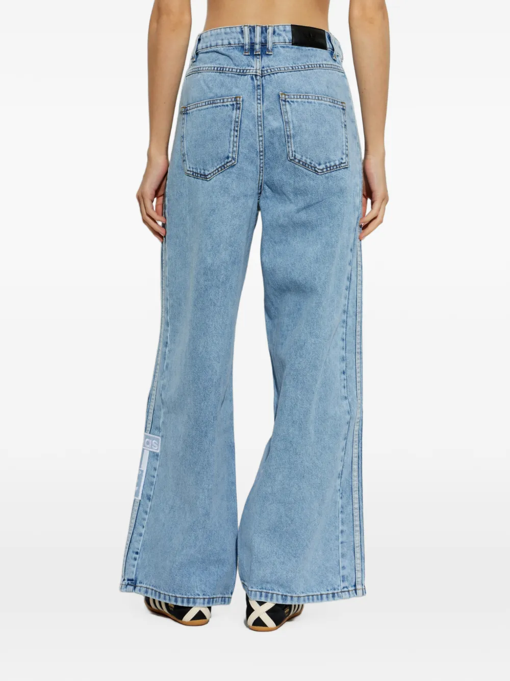 adidas Adibreak logo-patch wide-leg jeans Blauw