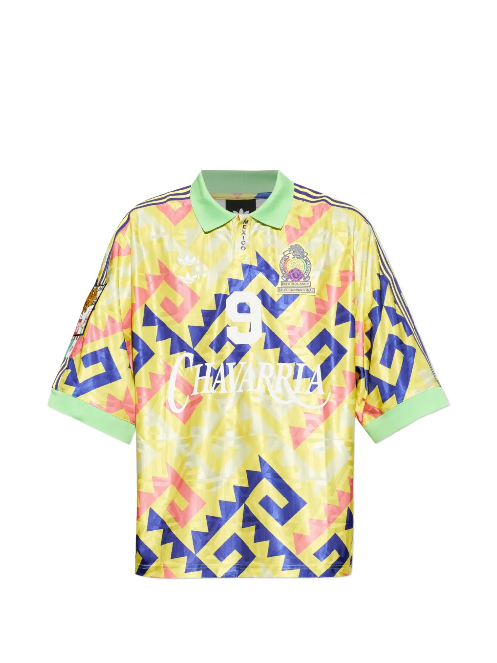 adidas x Willy Chavarria AOP Goalkeeper geometric-print polo shirt Geel
