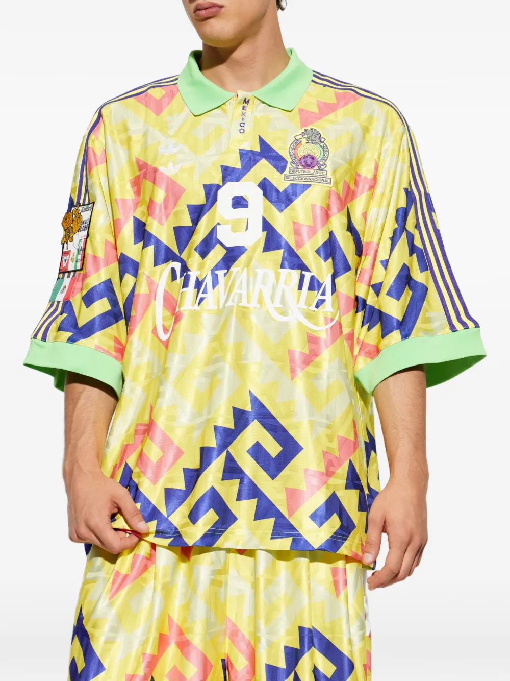 adidas x Willy Chavarria AOP Goalkeeper geometric-print polo shirt Geel