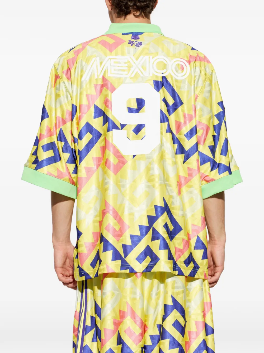 adidas x Willy Chavarria AOP Goalkeeper geometric-print polo shirt Geel