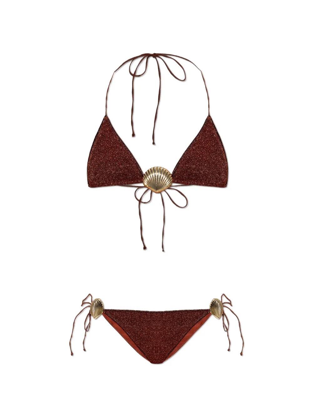 Oséree shell-detail bikini - Marrone